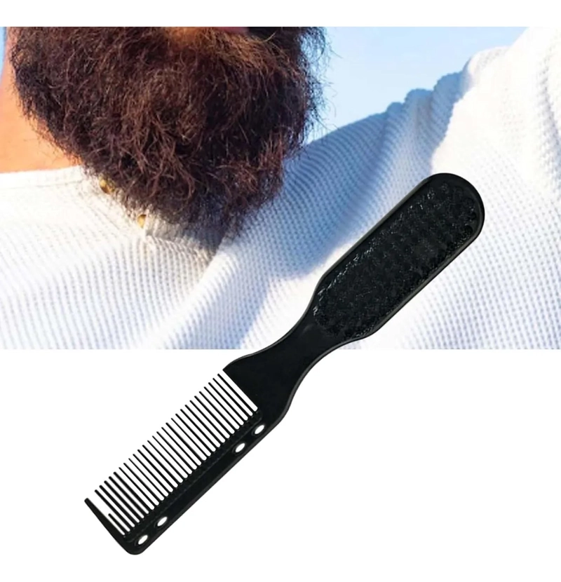PEINE Y CEPILLO FADE BARBA BARBERIA CON PEINETA 2 EN 1 NEGRO - 4