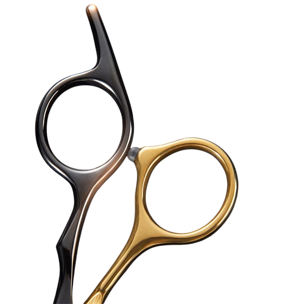 KIT DE 2 TIJERA RECTA FILO NAVAJA + ENTRESACADORA PELUQUERIA BARBERIA NEGRO CON DORADO - 6