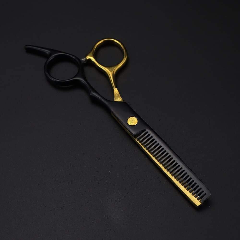 TIJERA ESCULPIDORA BARBERIA Y PELUQUERIA DORADO NEGRO 5.5 PULGADAS - 1