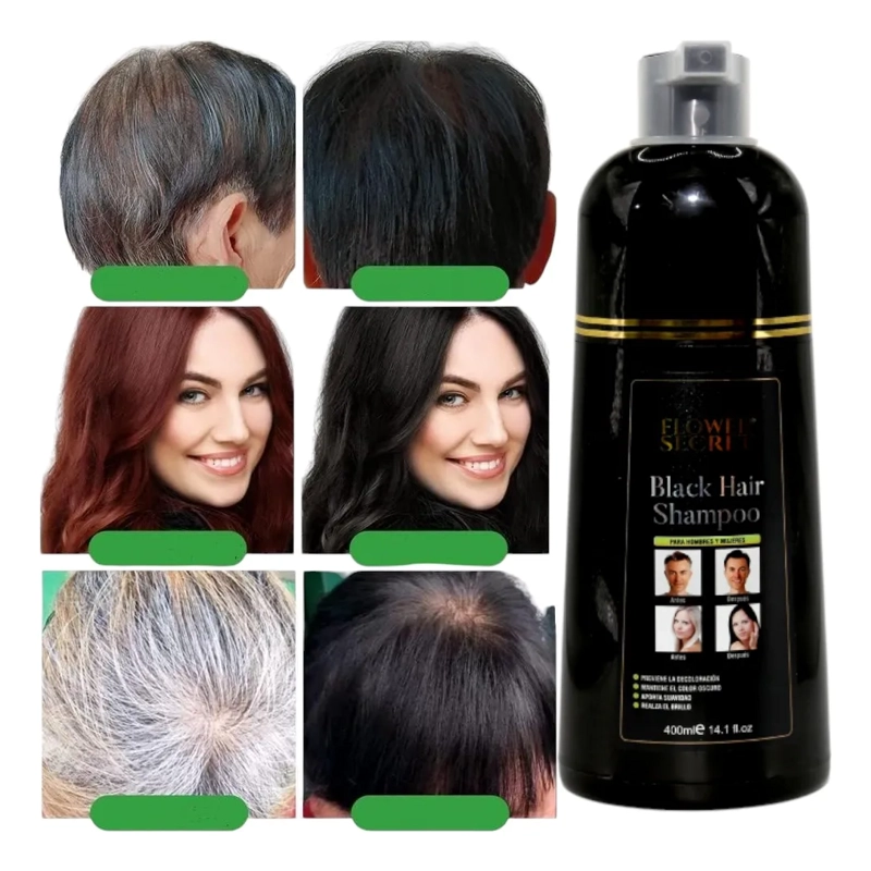 SHAMPOO MATIZANTE NEGRO PARA EL CABELLO 400 ML FLOWER SECRET - 2