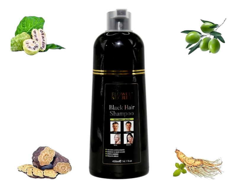 SHAMPOO MATIZANTE NEGRO PARA EL CABELLO 400 ML FLOWER SECRET - 3