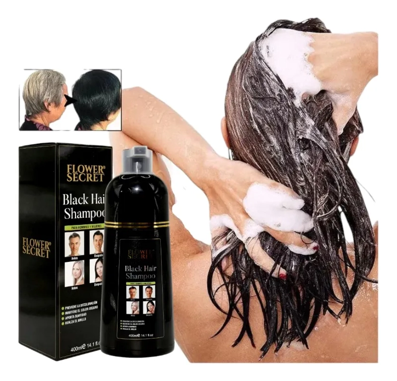 SHAMPOO MATIZANTE NEGRO PARA EL CABELLO 400 ML FLOWER SECRET - 4