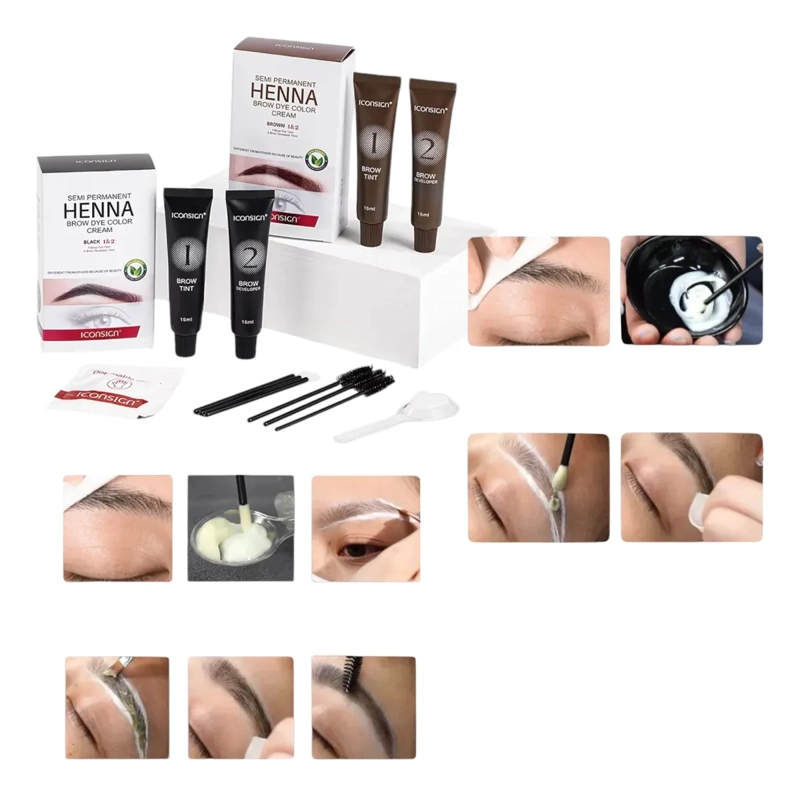 TINTE SEMI PERMANENTE PARA CEJAS Y PESTAÑAS HENNA 15ML NEGRO - 3