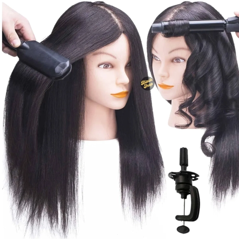 CABEZA DE PELUQUERIA TECNICA PELO 100% NATURAL CON SOPORTE - 1