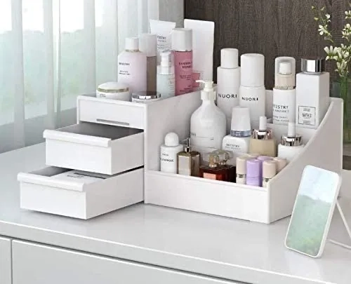 COSMETIQUERO CAJA ORGANIZADORA MAQUILLAJE PARA MESA BLANCO - 3