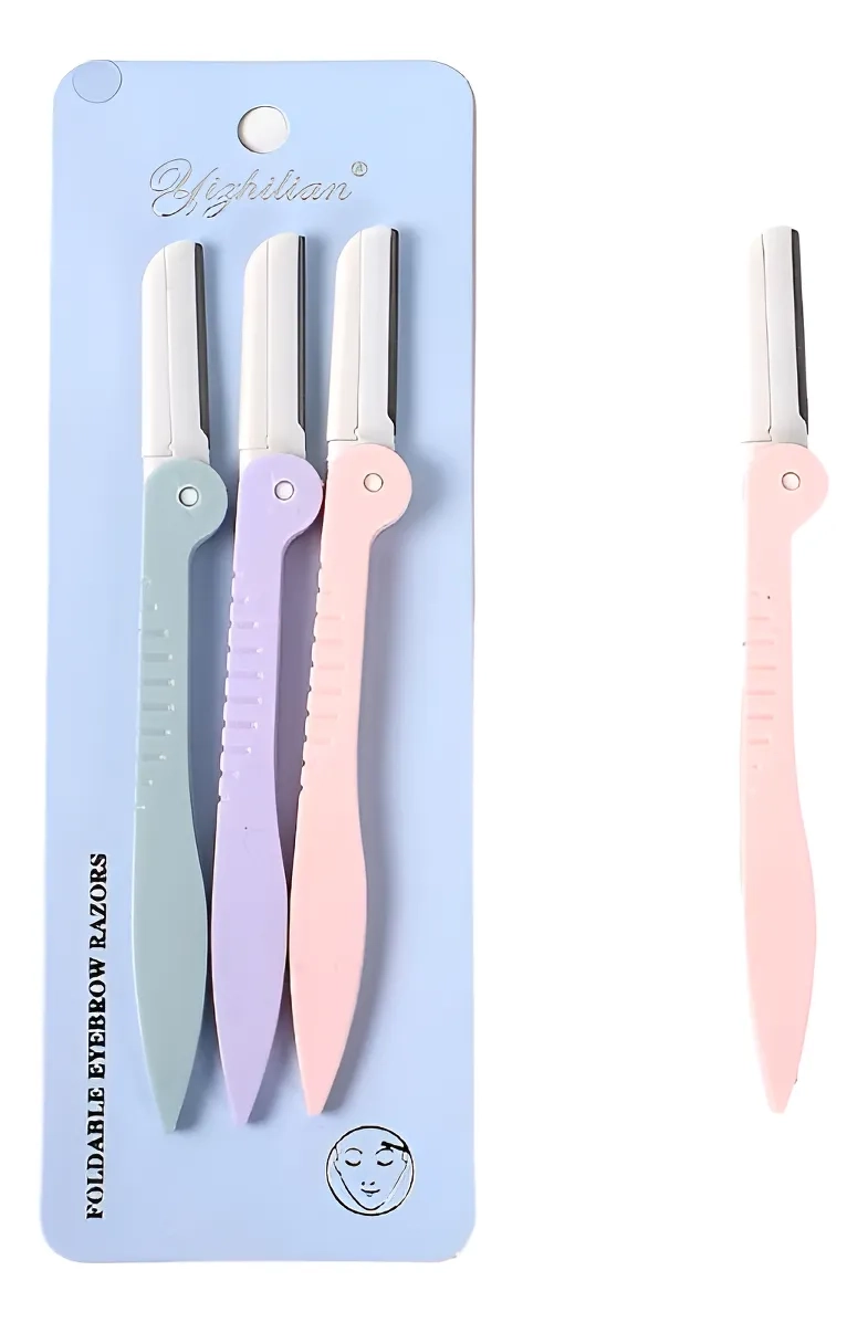 PACK DE 3 MAQUINA NAVAJA DE AFEITAR PARA CEJAS COLORES RETRACTIL - 1
