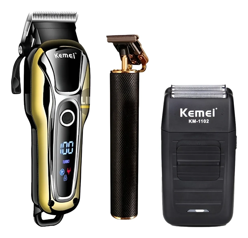 PACK 3 MAQUINAS AFEITADORA KEMEI 1990 + KM 1971 + SHAVER - 1