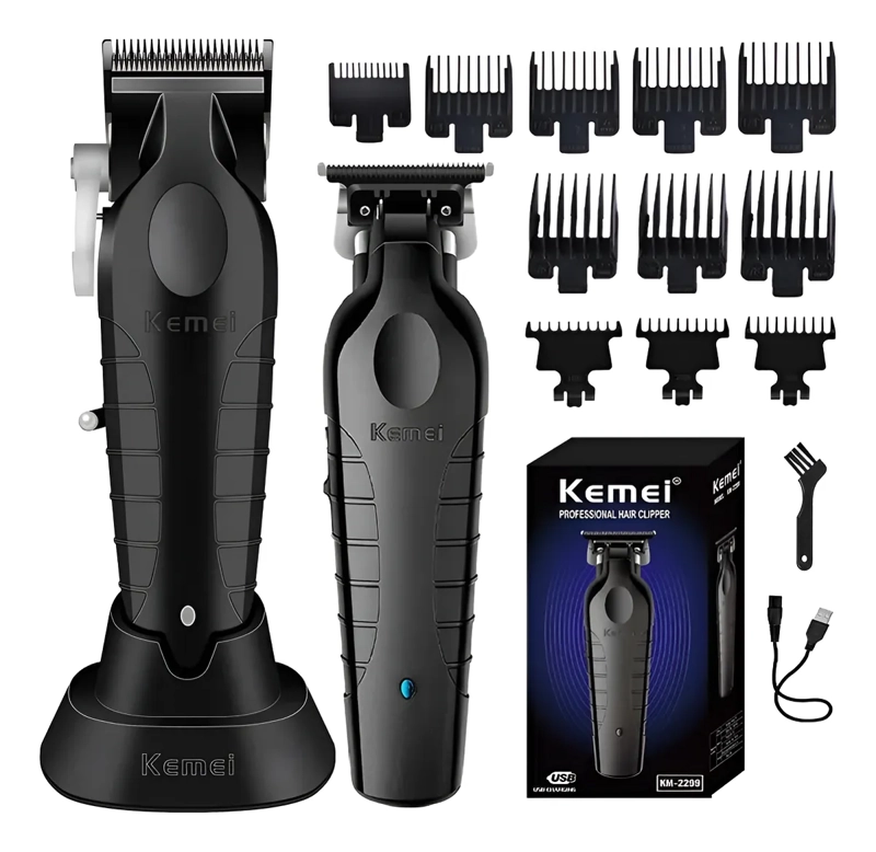 PACK INCICIAL 2 MAQUINAS AFEITADORA KEMEI 2296 + KEMEI 2299 NEGRO - 1