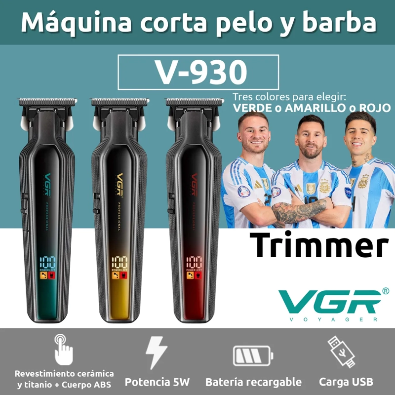 MAQUINA TRIMMER CORTA PELO VGR INALAMBRICA PROFESIONAL V930 - 2