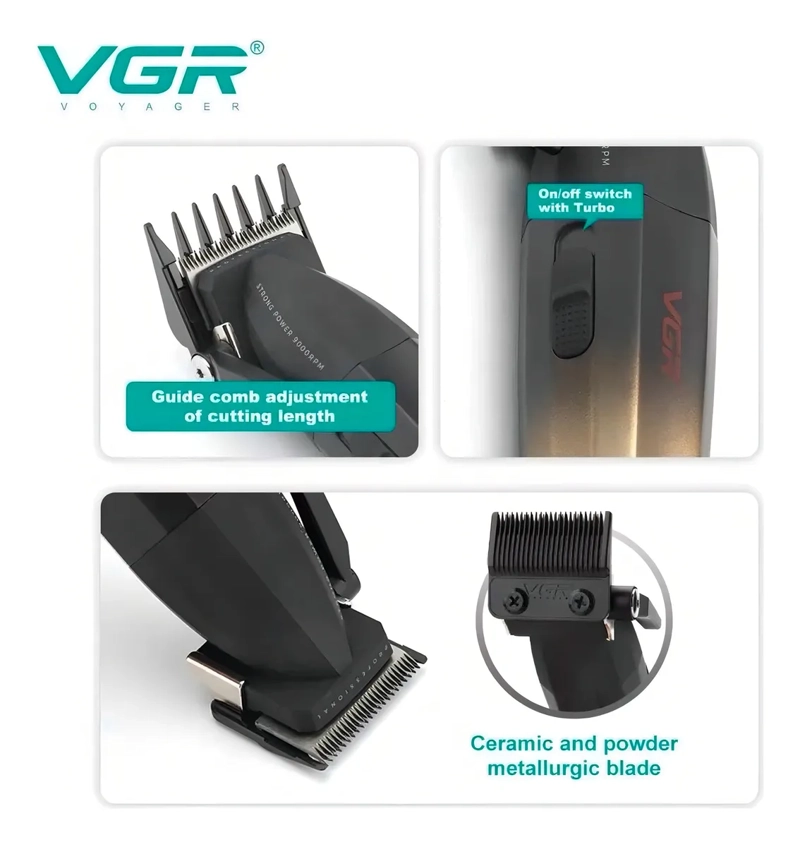 MAQUINA DE CORTE DE PELO INALAMBRICA VGR 003 NEGRO Y DORADO - 2