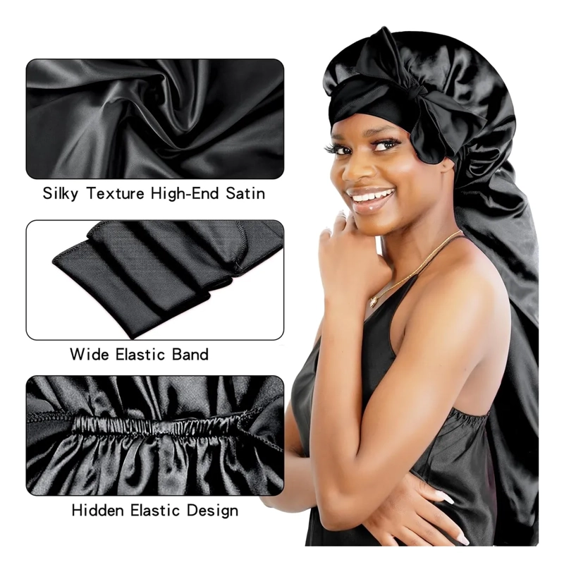 GORRO SATIN EXTRA GRANDE PARA DORMIR ANTI DESENREDANTE SEDA - 2