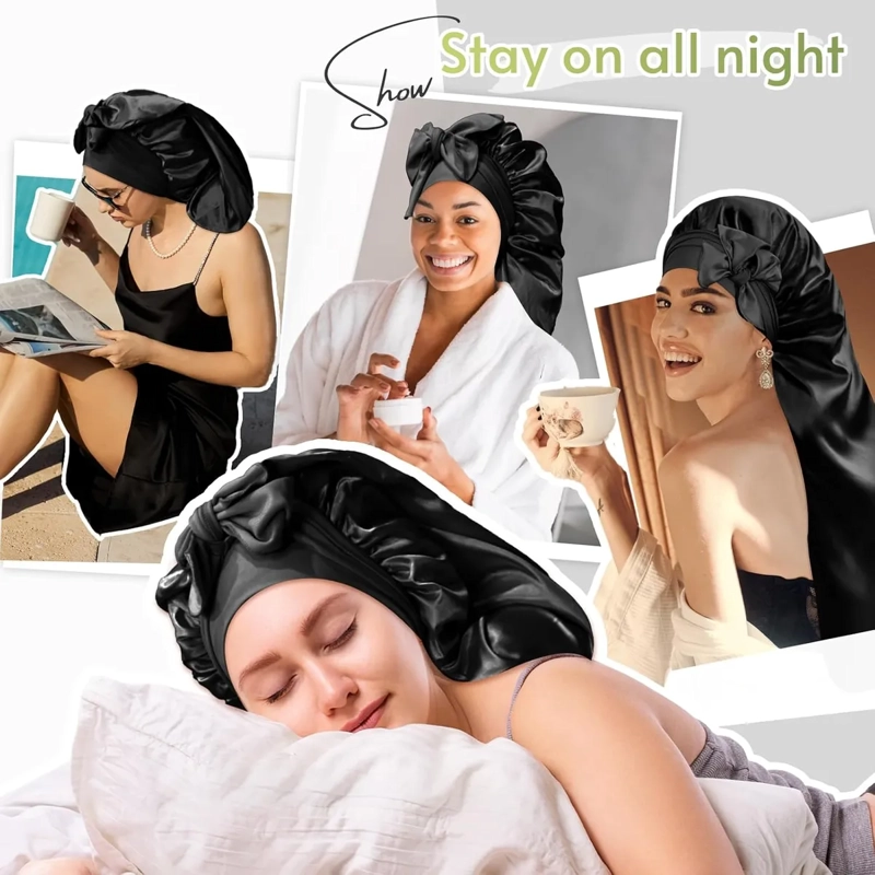 GORRO SATIN EXTRA GRANDE PARA DORMIR ANTI DESENREDANTE SEDA - 3