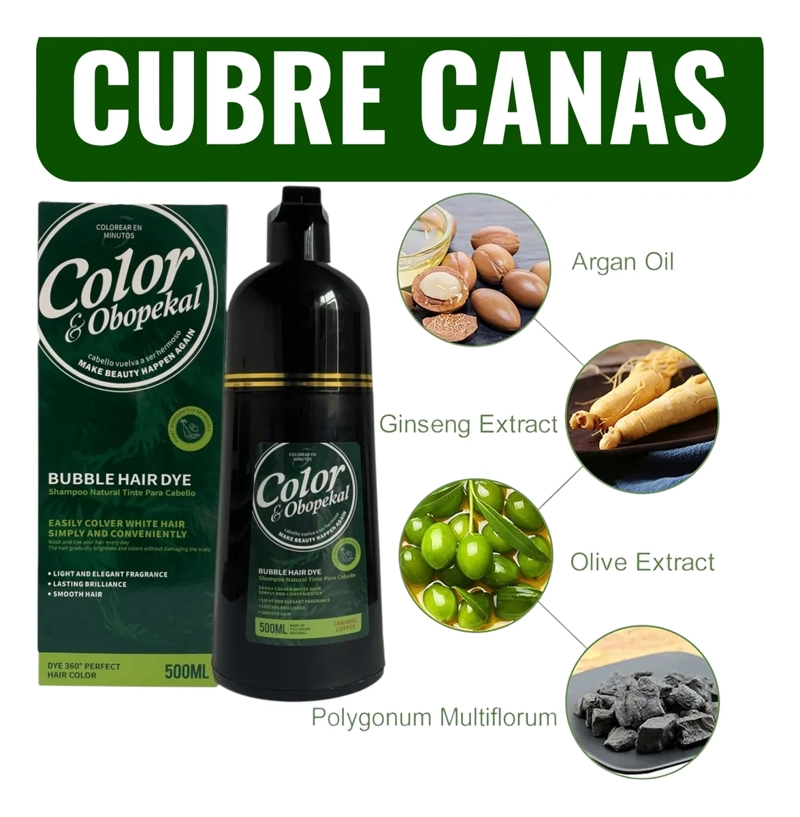 SHAMPOO PARA CUBRIR LAS CANAS COBERTURA TOTAL OBOPEKAL 500ML - 6