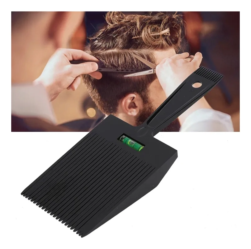 PEINE GUIA DE CORTE FLAT TOP BARBERIA CON NIVELADOR NEGRO - 2