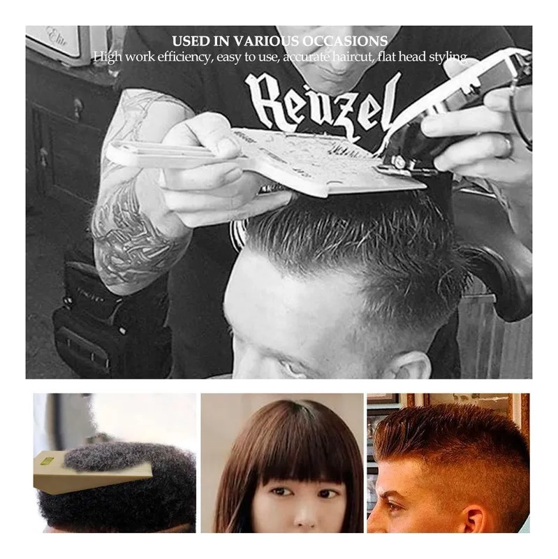 PEINE GUIA DE CORTE FLAT TOP BARBERIA CON NIVELADOR NEGRO - 4