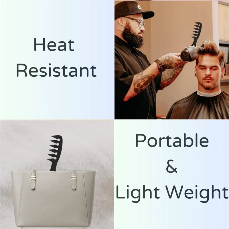 PEINETAS NEGRA DE CARBONO PARA PEINAR CORTE RESISTENTE CALOR BLANCO CON NEGRO - 3
