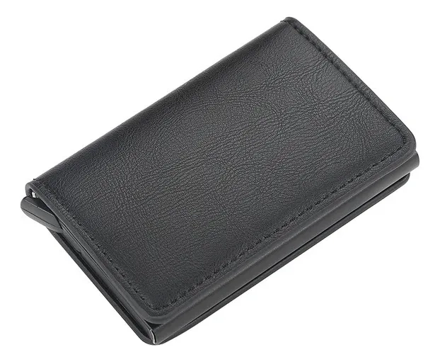 TARJETERO MINIMALISTA CON PROTECCION RFID ANTI ROBO NEGRO - 2