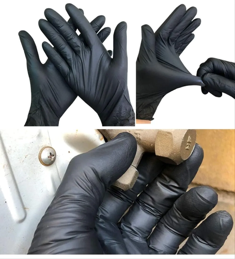 CAJA DE 50 GUANTES NEGRO LATEX LIBRE DE POLVO ALTA CALIDAD TALLA S - 1