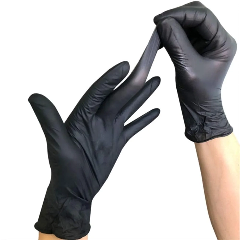 CAJA DE 50 GUANTES NEGRO LATEX LIBRE DE POLVO ALTA CALIDAD TALLA S - 5