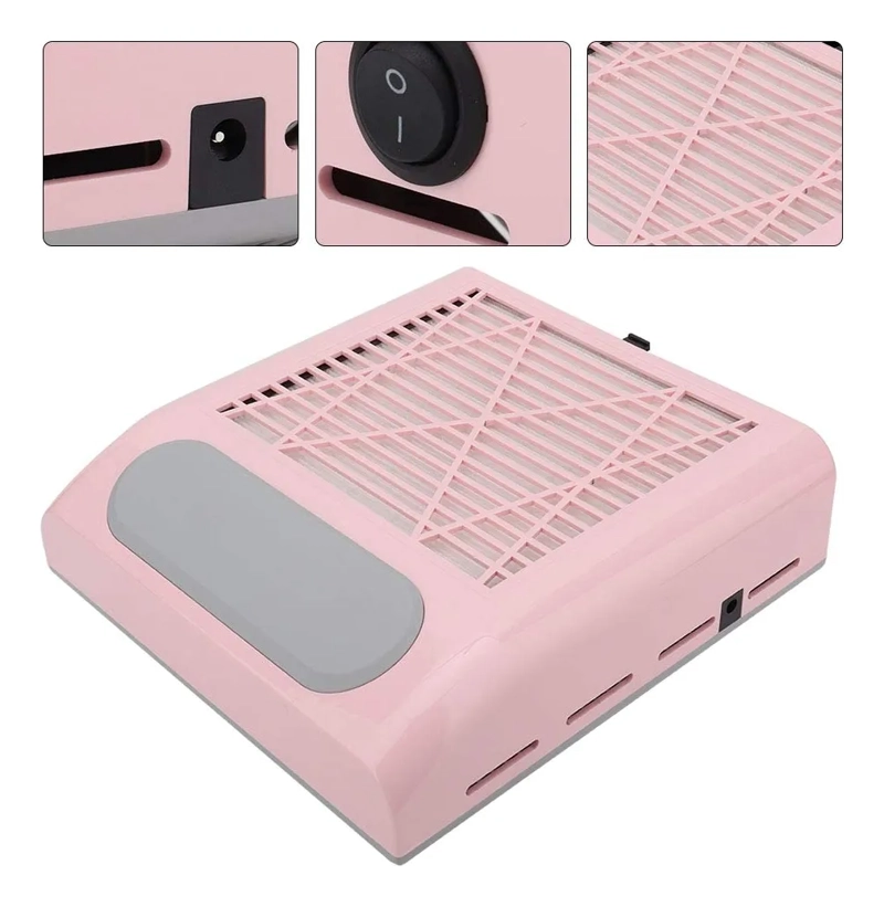EXTRACTOR DE POLVO PARA MANICURE UÑAS ACRILICAS 80W ROSADO - 4