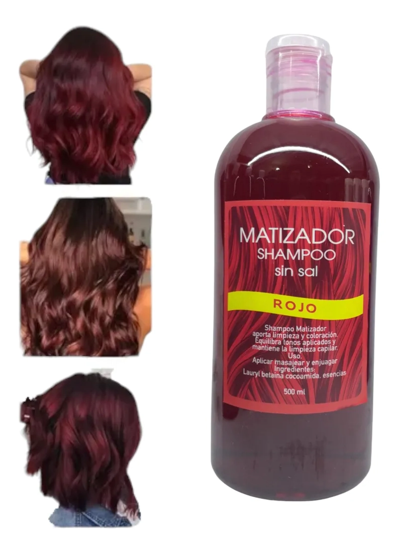 PACK 3 SHAMPOO MATIZADOR CABELLO 500ML ROJO - 1