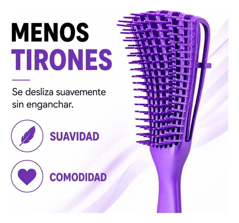 CEPILLO CABELLO RIZADO DESENREDA FACIL CERDAS VIOLETA - 1