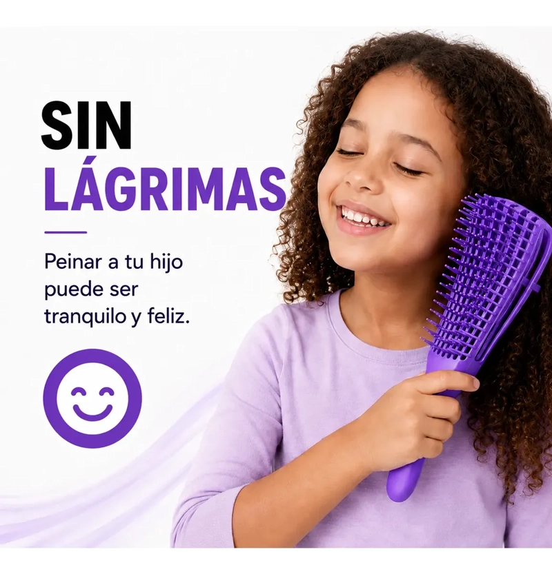 CEPILLO CABELLO RIZADO DESENREDA FACIL CERDAS VIOLETA - 5