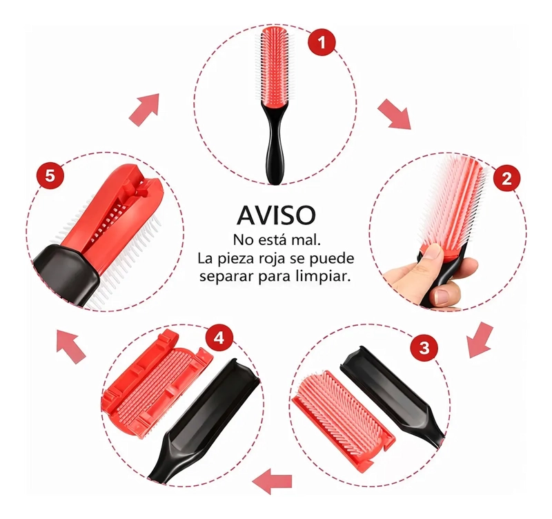 CEPILLO 9 FILAS PROFESIONAL DESENREDA PROFESIONAL CABELLO - 4