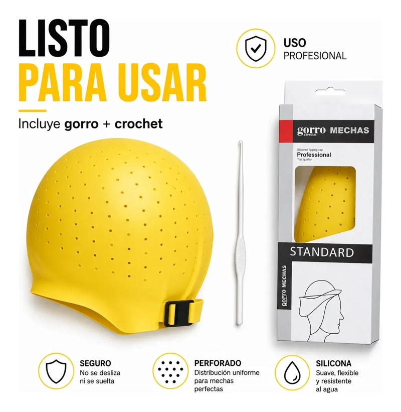 GORRO MECHAS PROFESIONAL SILICONA FLEXIBLE AJUSTABLE - 2