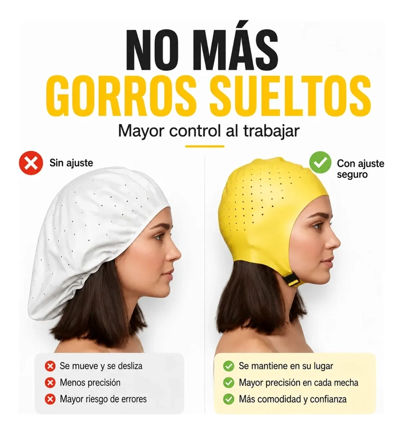 GORRO MECHAS PROFESIONAL SILICONA FLEXIBLE AJUSTABLE - 5
