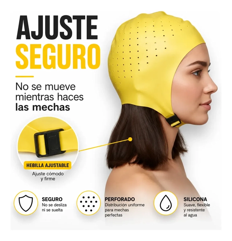 GORRO MECHAS PROFESIONAL SILICONA FLEXIBLE AJUSTABLE - 6