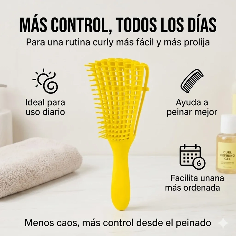 CEPILLO CABELLO RIZADO DESENREDA FACIL RIZOS AMARILLO - 1