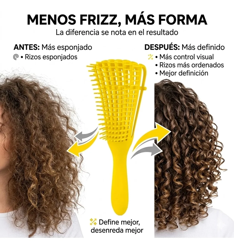 CEPILLO CABELLO RIZADO DESENREDA FACIL RIZOS AMARILLO - 2