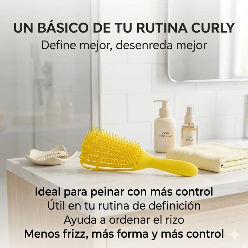 CEPILLO CABELLO RIZADO DESENREDA FACIL RIZOS AMARILLO - 3