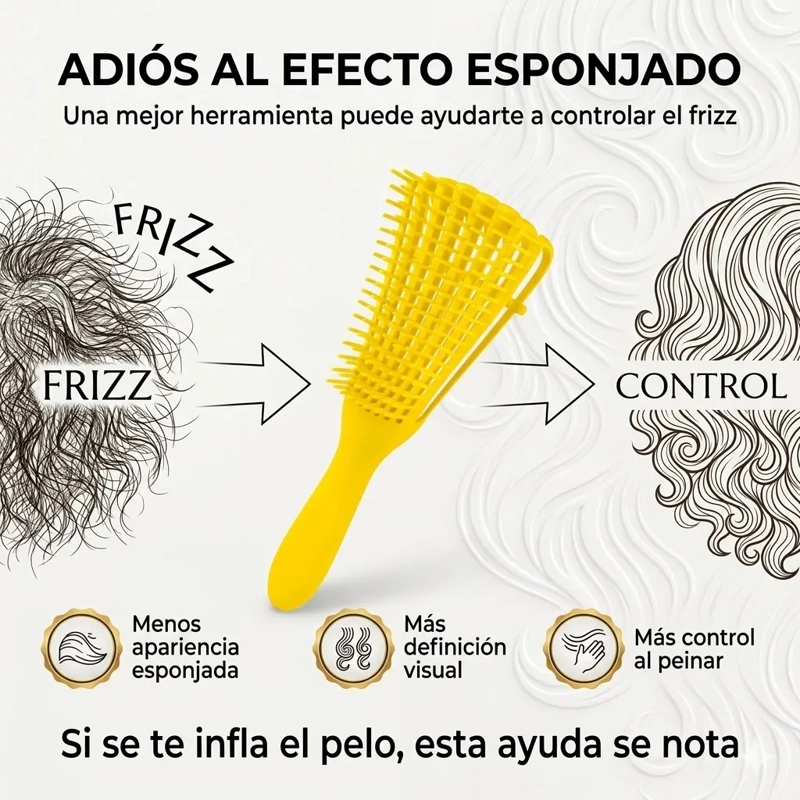 CEPILLO CABELLO RIZADO DESENREDA FACIL RIZOS AMARILLO - 4