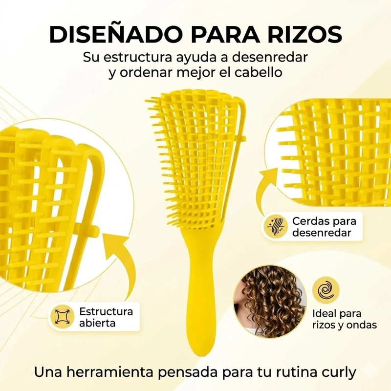 CEPILLO CABELLO RIZADO DESENREDA FACIL RIZOS AMARILLO - 5