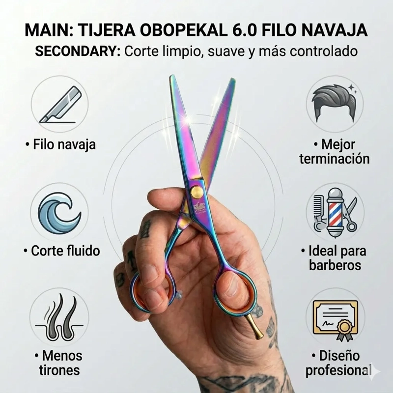 TIJERA FILO NAVAJA 6.0 CORTE LIMPIO TORNASOL PROFESIONAL - 5