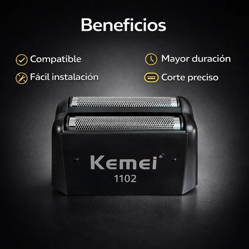 CABEZAL KEMEI 1102 REPUESTO CUCHILLAS CORTE PRECISO BARBERIA - 3