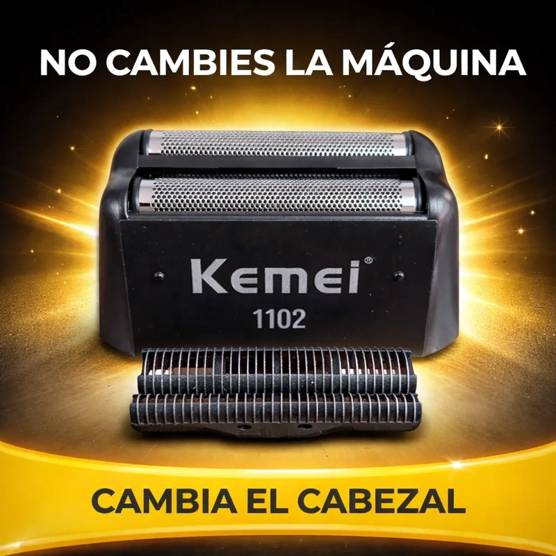 CABEZAL KEMEI 1102 REPUESTO CUCHILLAS CORTE PRECISO BARBERIA - 5
