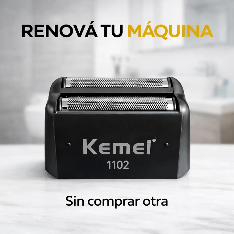 CABEZAL KEMEI 1102 REPUESTO CUCHILLAS CORTE PRECISO BARBERIA - 6