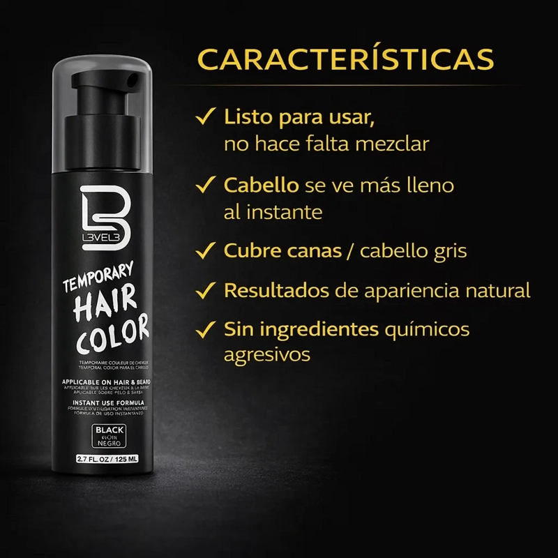 TINTE TEMPORAL BARBA BIGOTE LEVEL 3 TONO 1 NEGRO - 3