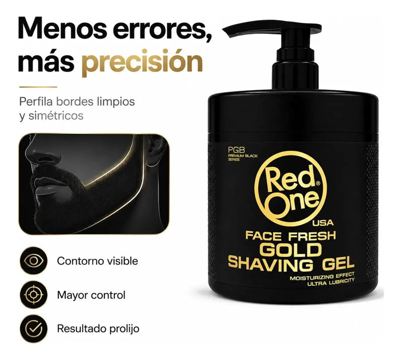 GEL PARA AFEITAR TRANSPARENTE RED ONE GOLD 1000 ML - 3