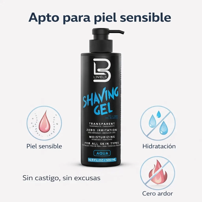 GEL DE AFEITAR SHAVING GEL HOMBRE PIEL SENSIBLE AQUA 500ML - 2