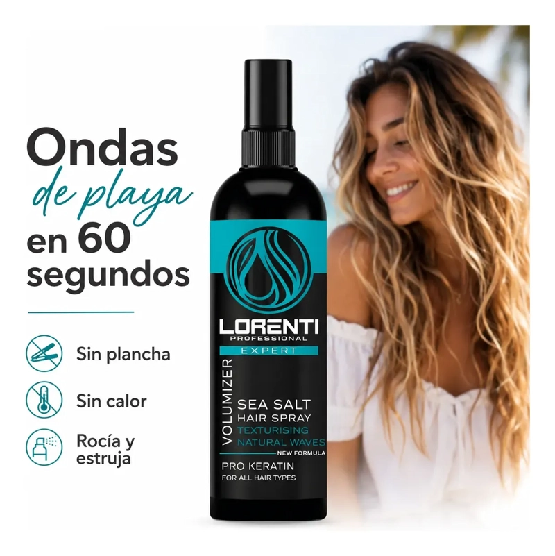 SPRAY SEA SALT CABELLO ONDA NATURALES KERATINA 200ML LORENTI - 2