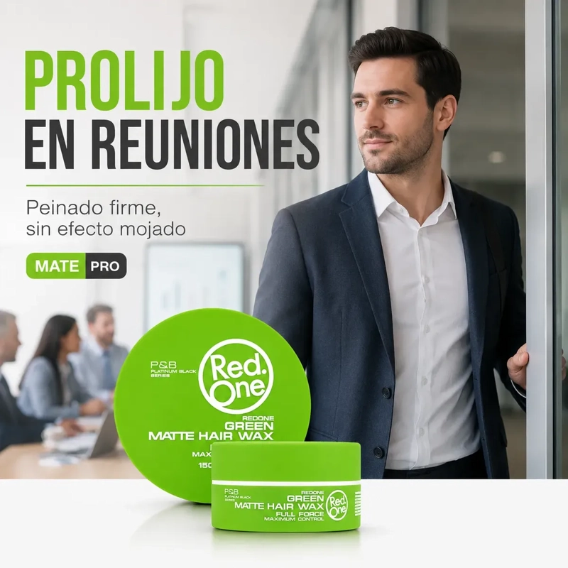 CERA CAPILAR RED ONE GREEN MATTE FIJACION FIRME 150ML - 5