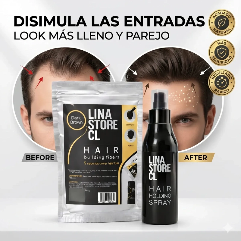 PACK FIJADOR CAPILAR CASTAÑO OSCURO + SOBRE RECARGA FIBRA - 1