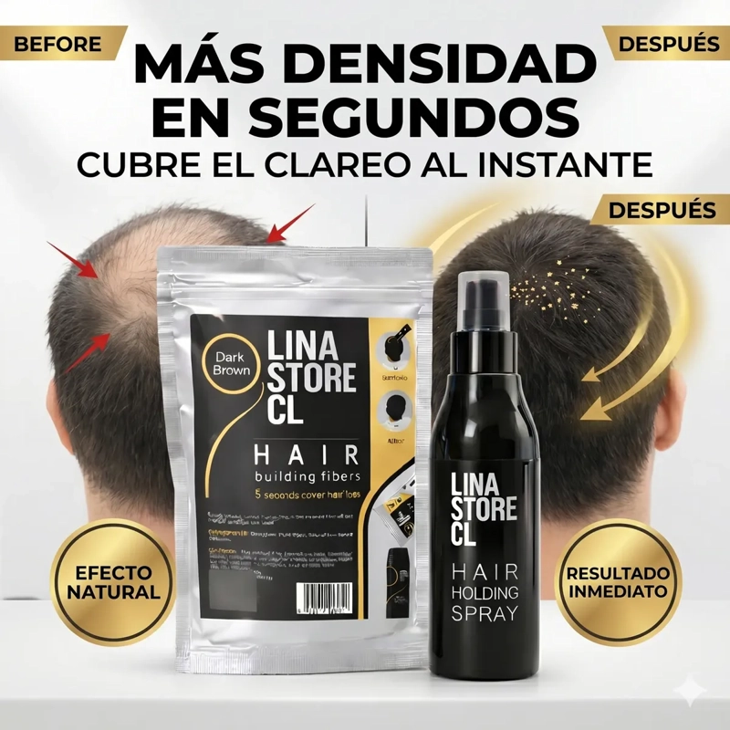 PACK FIJADOR CAPILAR CASTAÑO OSCURO + SOBRE RECARGA FIBRA - 2