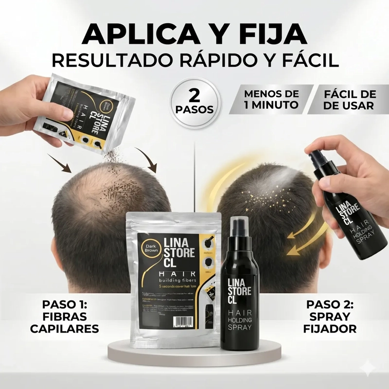 PACK FIJADOR CAPILAR CASTAÑO OSCURO + SOBRE RECARGA FIBRA - 3