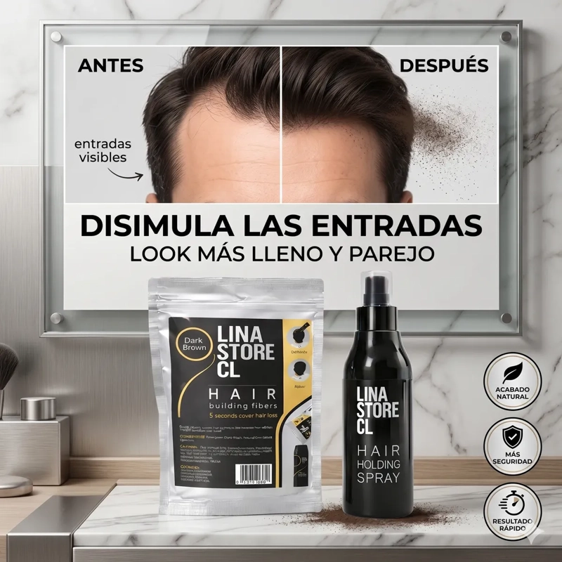 PACK FIJADOR CAPILAR CASTAÑO OSCURO + SOBRE RECARGA FIBRA - 5