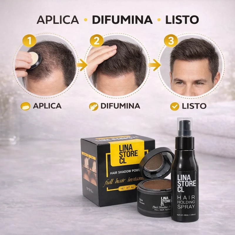 POLVO CAPILAR EFECTO CASTAÑO CABELLO + FIJADORA CAPILAR - 4